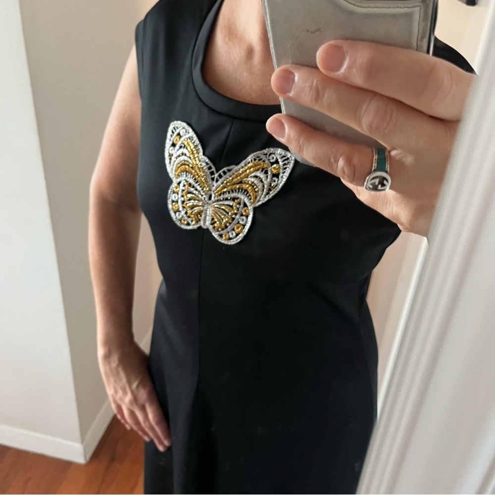 Vintage Sears Maxi Dress with Metallic Butterfly short sleeve Medium - Picture 3 of 10